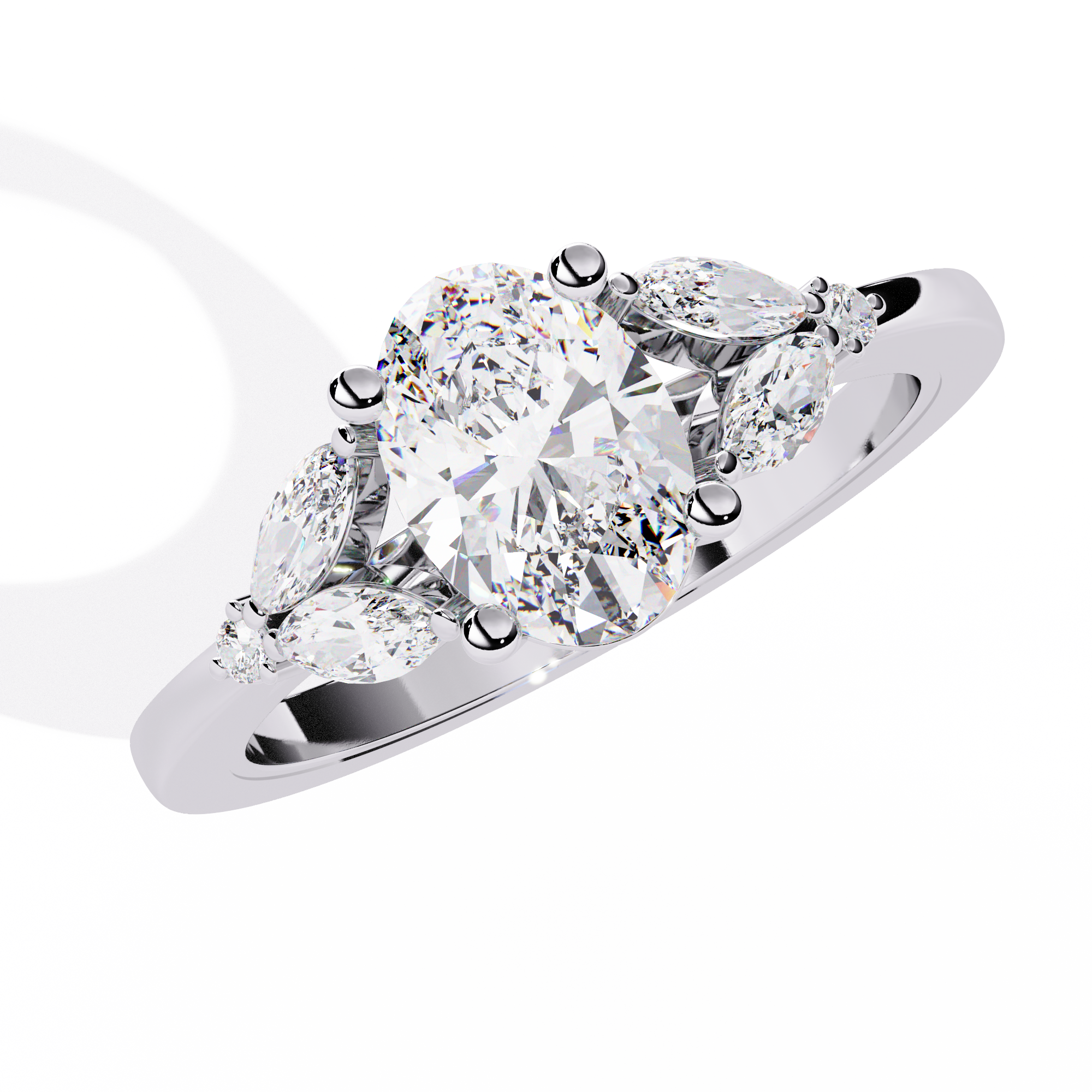 Solitairekart – 1.37 CT Oval Three-Stone Lab Diamond Ring | 14K Yellow Gold